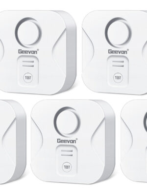 Geevon 5 Pack Water Leak Detectors for Home, 100dB Loud Water Sensor Alarm Leak Detectors with Drip Alert for Kitchen, Basements, Laundry Rooms, IP56 Waterproof(Battery Included)