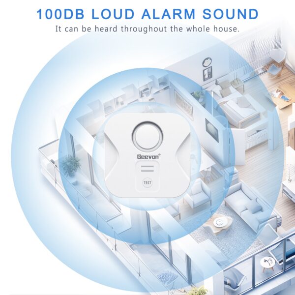 Geevon 5 Pack Water Leak Detectors for Home, 100dB Loud Water Sensor Alarm Leak Detectors with Drip Alert for Kitchen, Basements, Laundry Rooms, IP56 Waterproof(Battery Included)