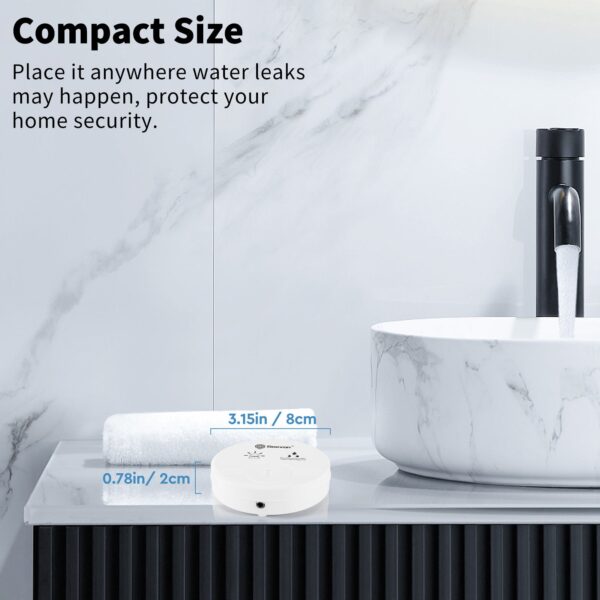 Geevon 4 Pack Water Leak Detectors for Home, 135dB Water Leak Sensor Flood Detection Water Alarms for Basements, Bathrooms, Kitchens, Garages, and Attics, Battery-Operated (Battery Included)