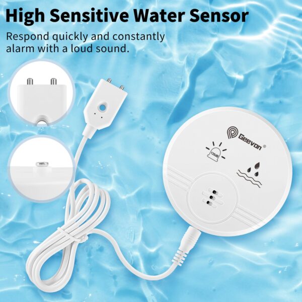 Geevon 4 Pack Water Leak Detectors for Home, 135dB Water Leak Sensor Flood Detection Water Alarms for Basements, Bathrooms, Kitchens, Garages, and Attics, Battery-Operated (Battery Included)
