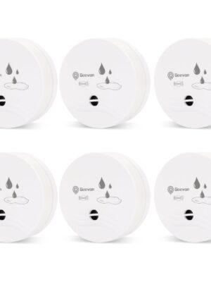 Geevon 6 Pack Water Leak Detectors for Home, 100dB Water Sensor Alarm Leak Detector for Basements, Bathrooms, Kitchens, Garages, Battery-Operated (Battery Included)